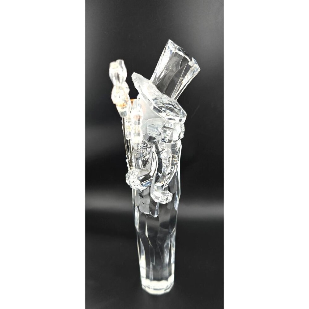 7" Crystal Snowman Figurine With Star Wand, Top Hat and Carrot Nose - Picture 4 of 9
